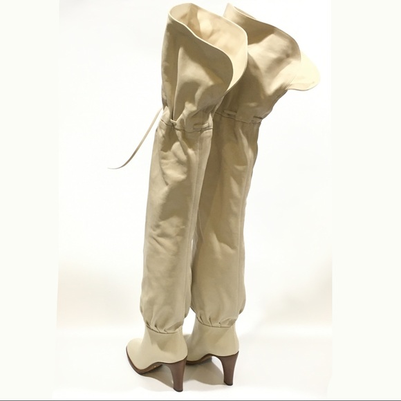 Gucci Lisa Over the Knee Leather Boots -Vintage White -US 7 -NIB - Picture 5 of 13